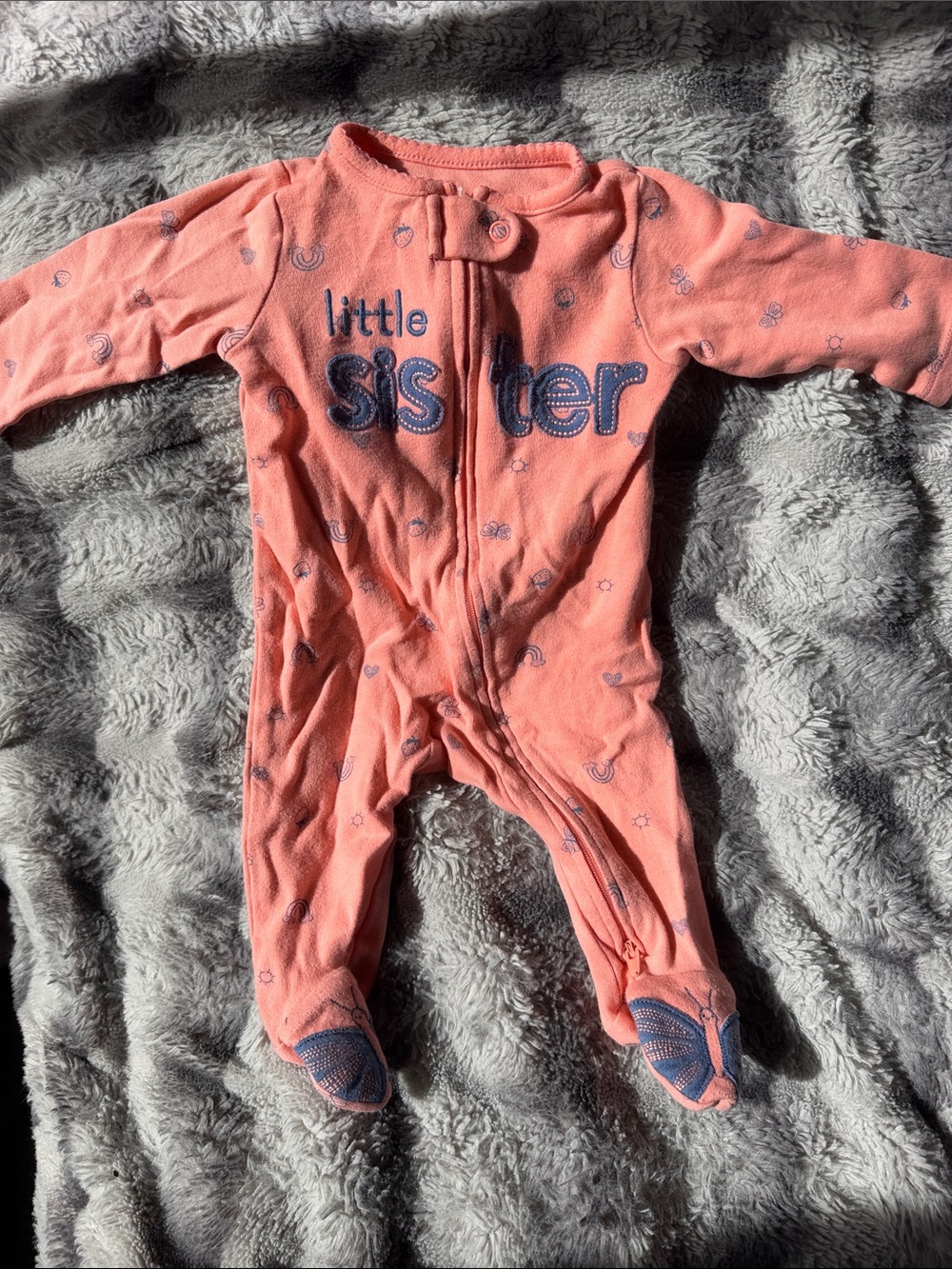 Carter’s 3Month Little Sister Coral Baby One-Piece Footed Sleeper